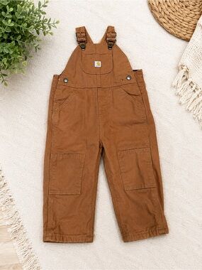 Carhartt Rustic Brown Kids' Canvas Overalls with Front Bib